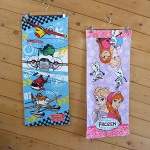 Disney Plane & Frozen Elsa Anna Blue Hand Face Towel New Pink Blue